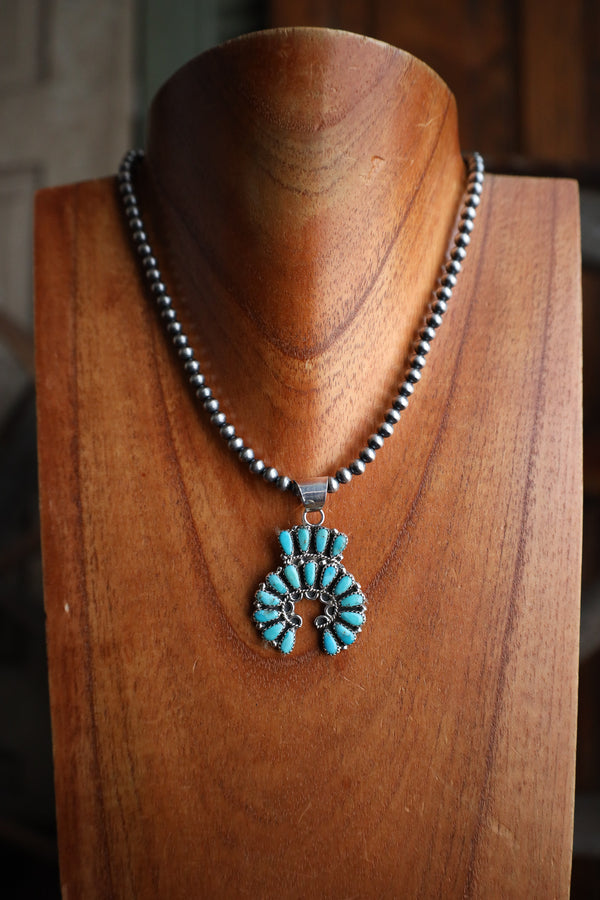 Turquoise Naja On 16" Navajo Pearl Necklace 