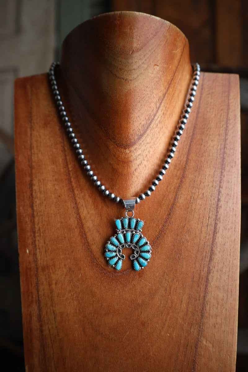 Turquoise Naja On 16" Navajo Pearl Necklace 