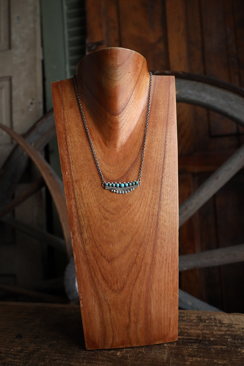 Chevron Bar 9 Graduated Turquoise Necklace 