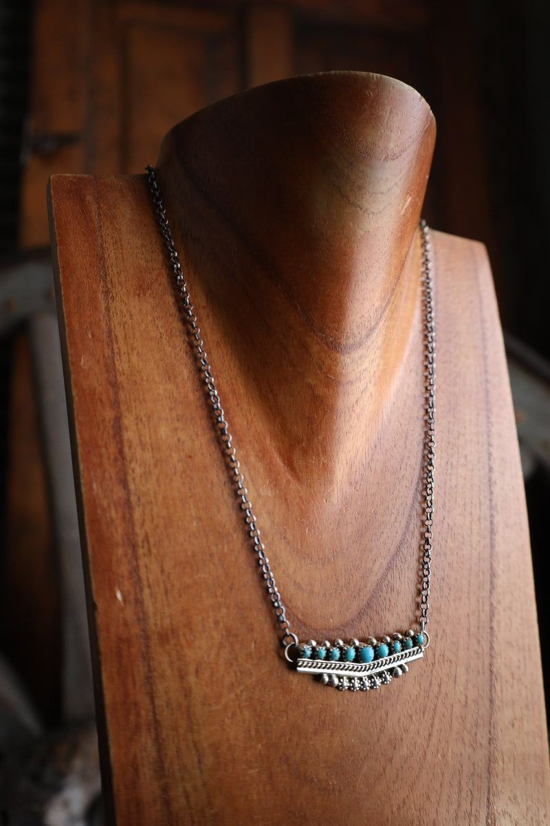 Chevron Bar 9 Graduated Turquoise Necklace 