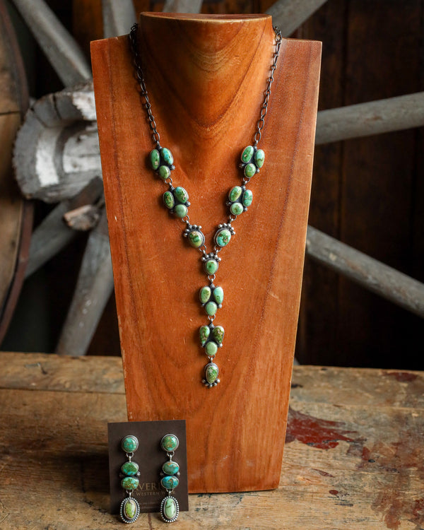 Green Sonoran Turquoise Earring And Necklace Set 