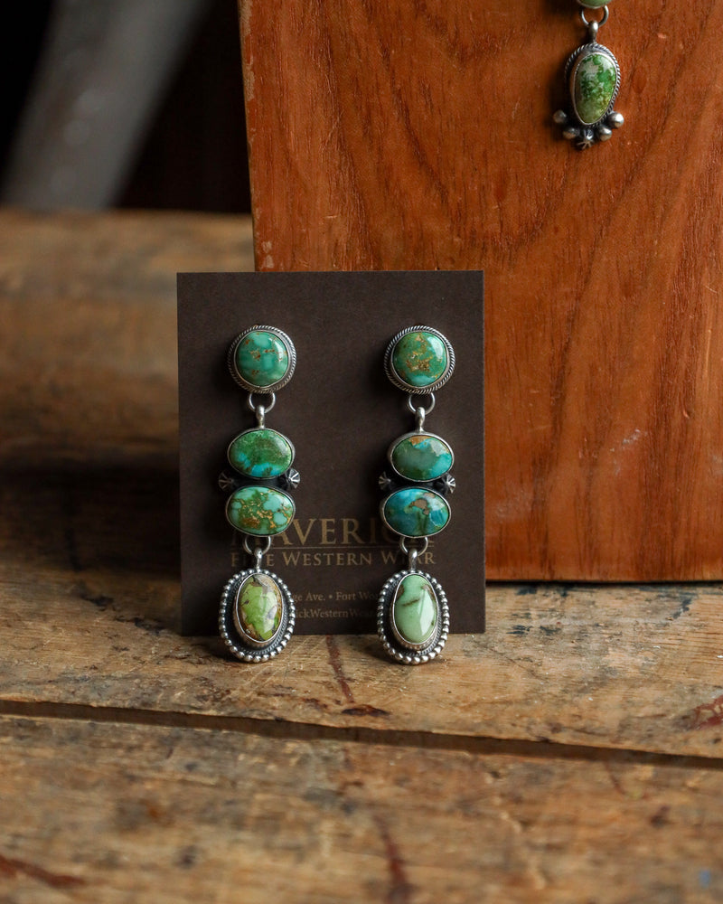 Green Sonoran Turquoise Earring And Necklace Set 