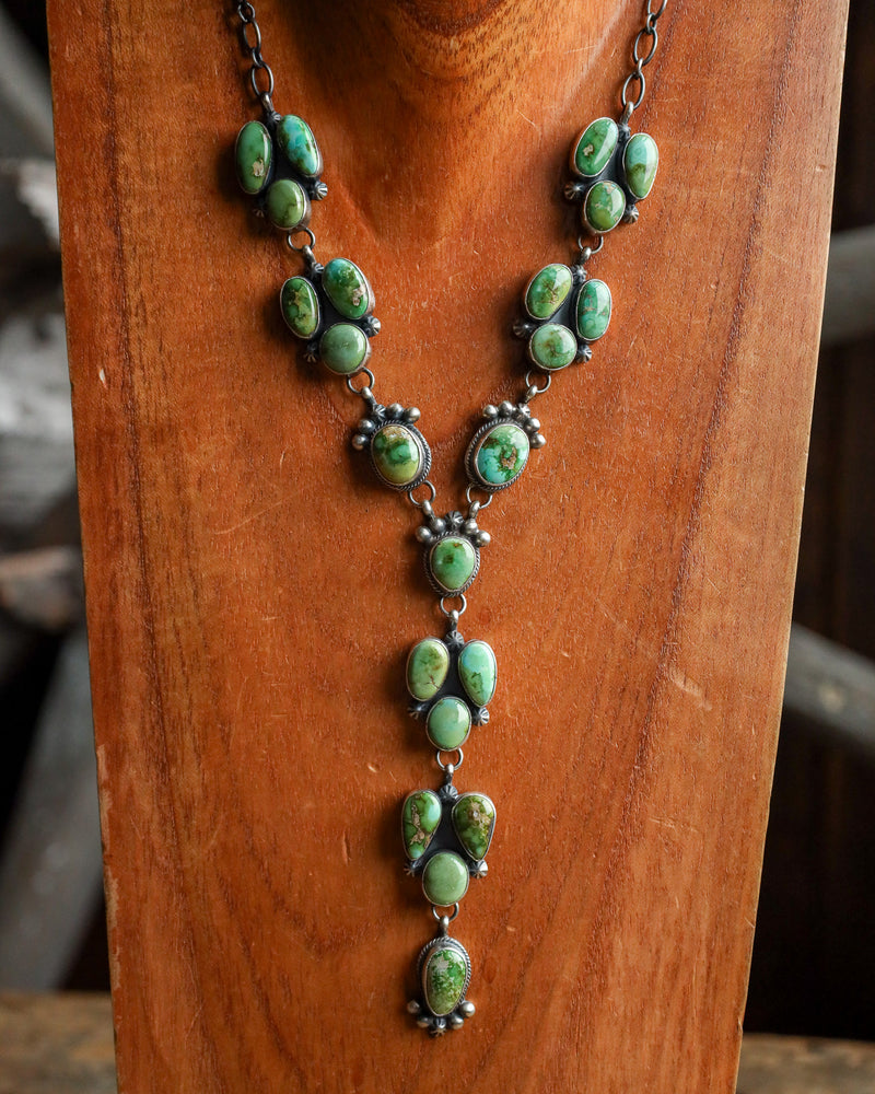 Green Sonoran Turquoise Earring And Necklace Set 