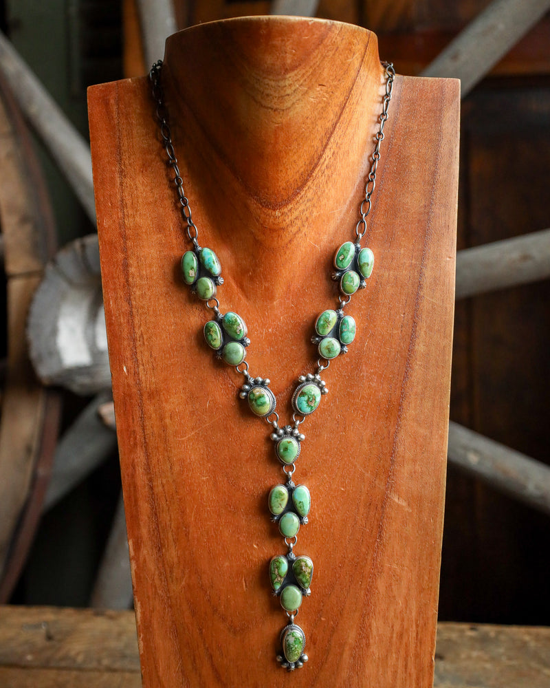 Green Sonoran Turquoise Earring And Necklace Set 