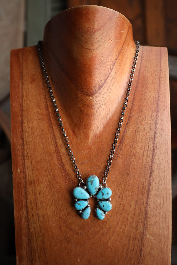 7 Turquoise Teardrops Naja On Chain Necklace 