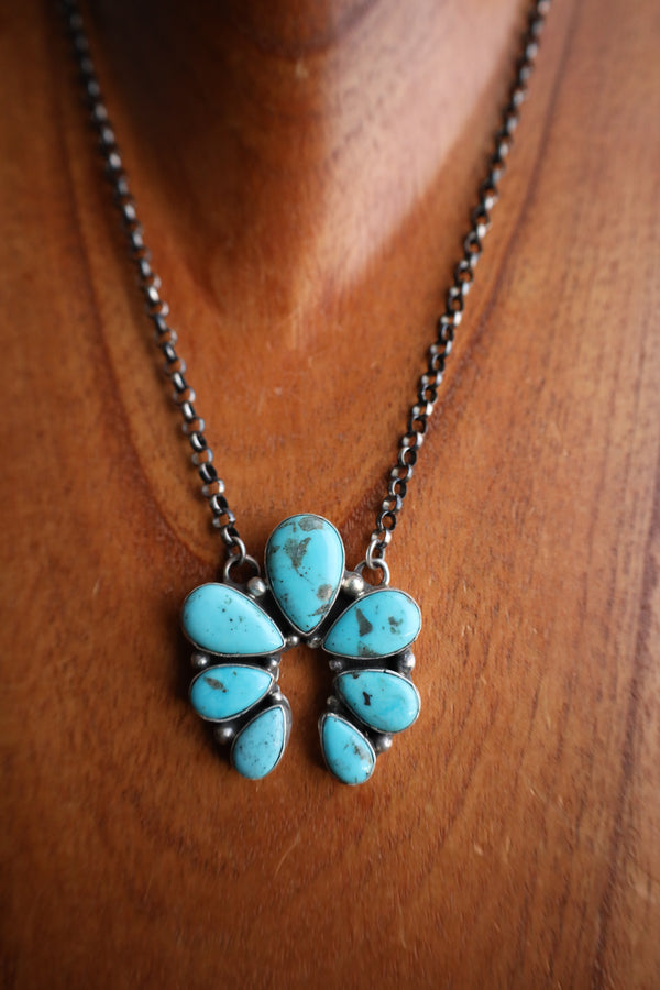 7 Turquoise Teardrops Naja On Chain Necklace 