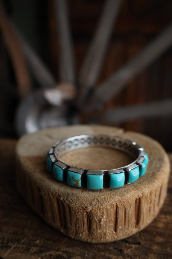 Turquoise Squares All Around 3/8" Bangle 