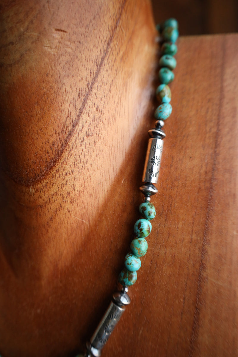 20" Turquoise Stones Sterling Silver Tube