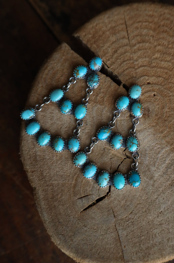 Turquoise Ovals Open Chandelier Post Earring 