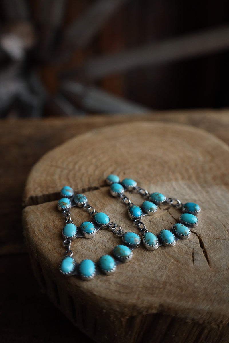 Turquoise Ovals Open Chandelier Post Earring 