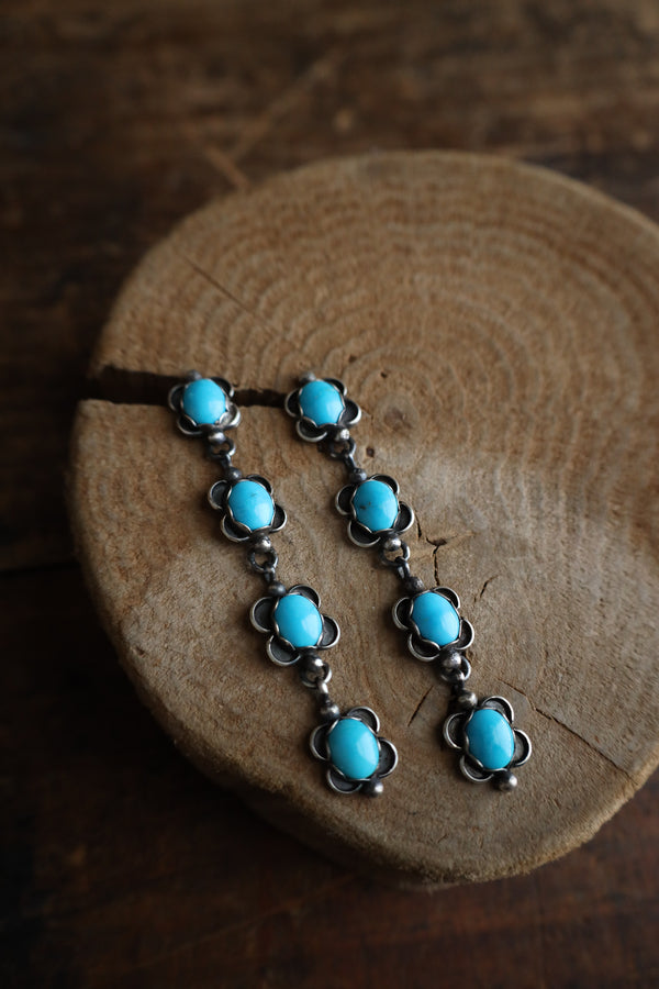 4 Turquoise Black Frames Drop Post Earrings 