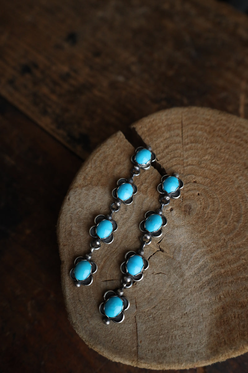 4 Turquoise Black Frames Drop Post Earrings 