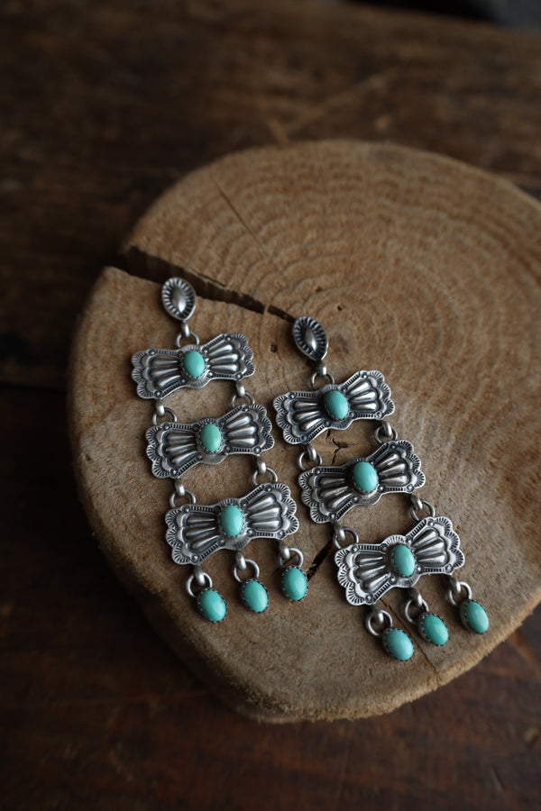 Turquoise On 3 Bowties Post Earring 