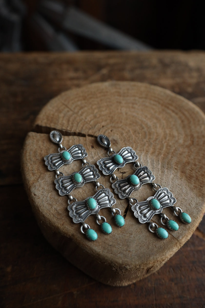 Turquoise On 3 Bowties Post Earring 