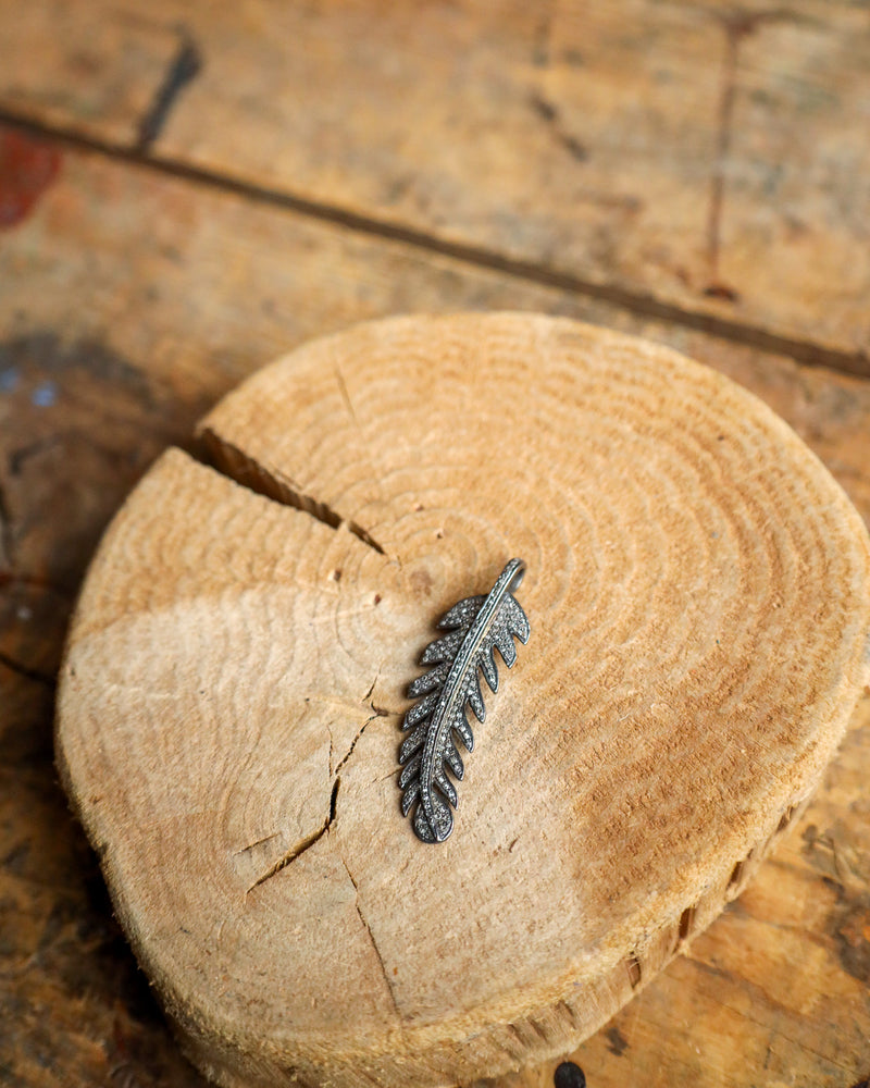 Feather Black Diamond Pave Pendant 