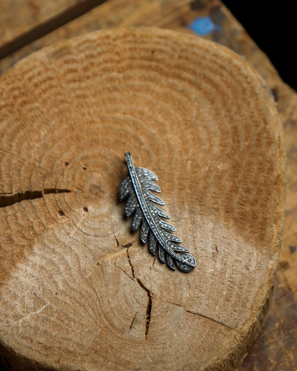 Feather Black Diamond Pave Pendant 