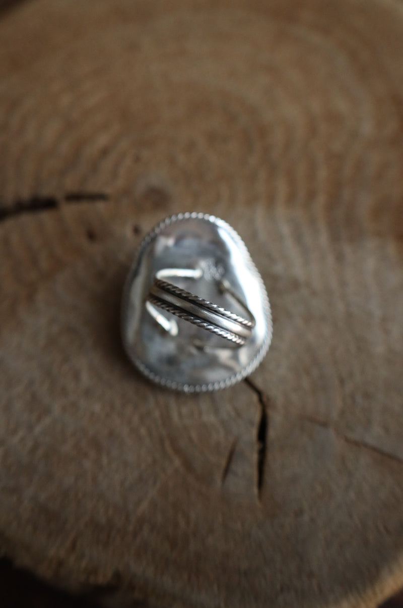 Cowboy Hat 3 Turquoise Dots Ring- Size 7