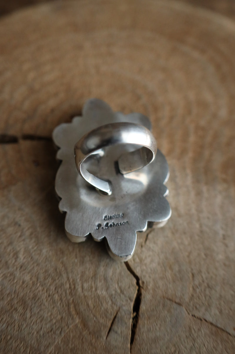 9 Green and Blue Turquoise Cluster Ring- Size Adjustable 