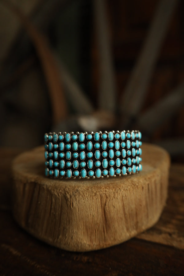 5 Rows Tiny Turquoise 1" Wide Cuff