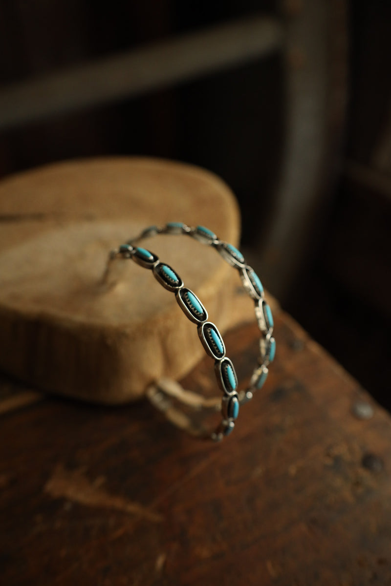 Extra Large Hoop Turquoise Needles Post Earring