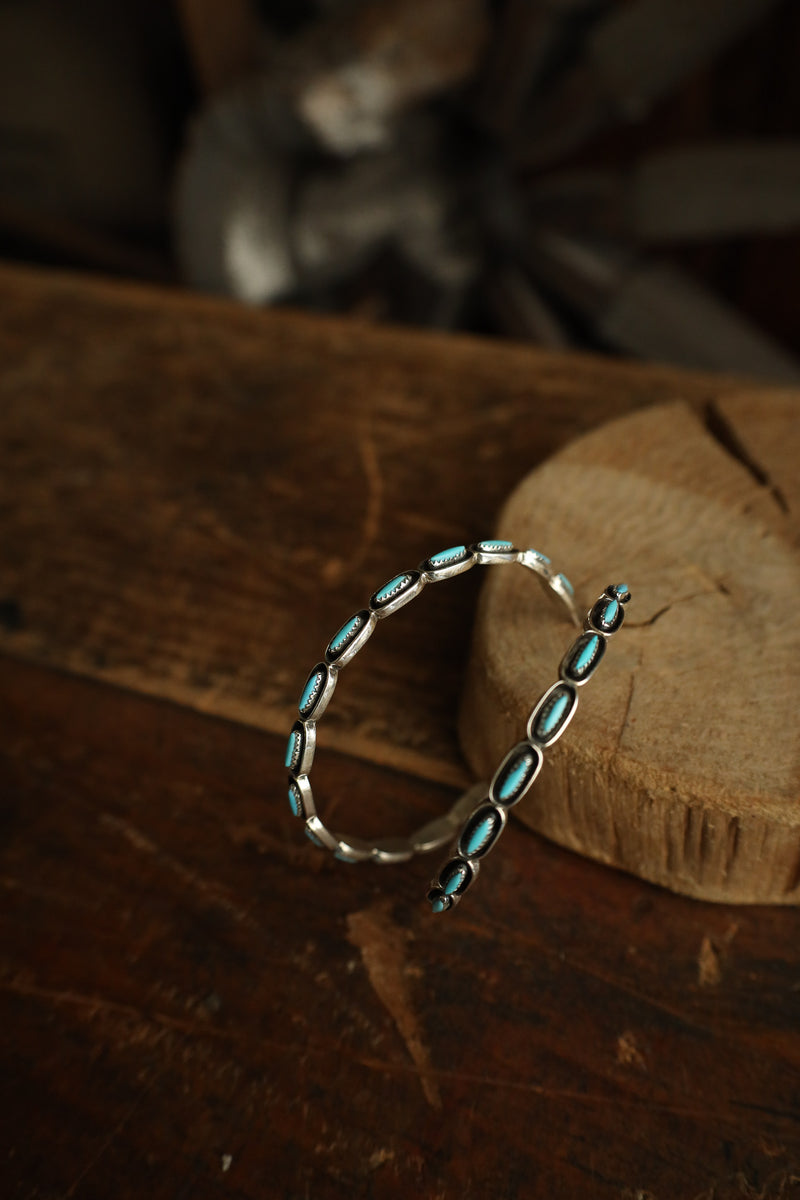 Extra Large Hoop Turquoise Needles Post Earring