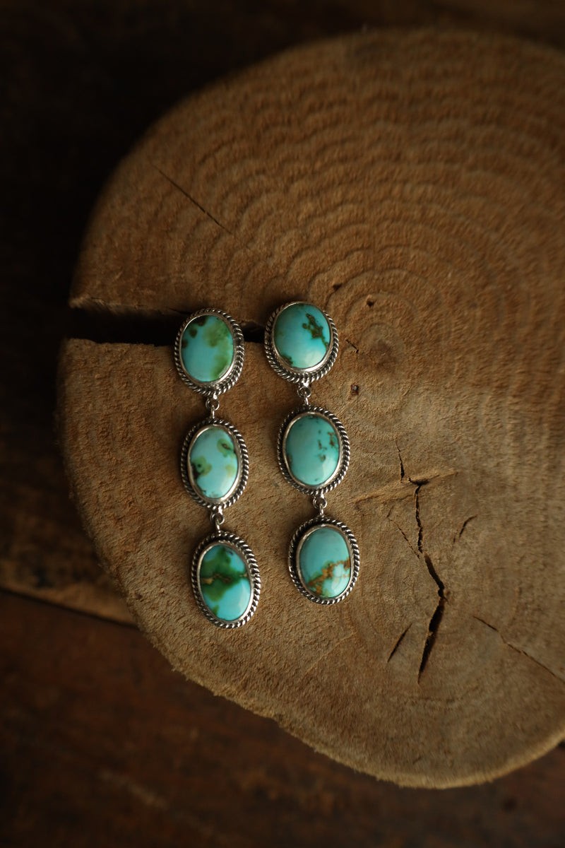 3 Blue Green Turquoise Drop Earring
