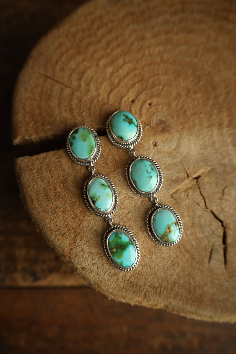 3 Blue Green Turquoise Drop Earring