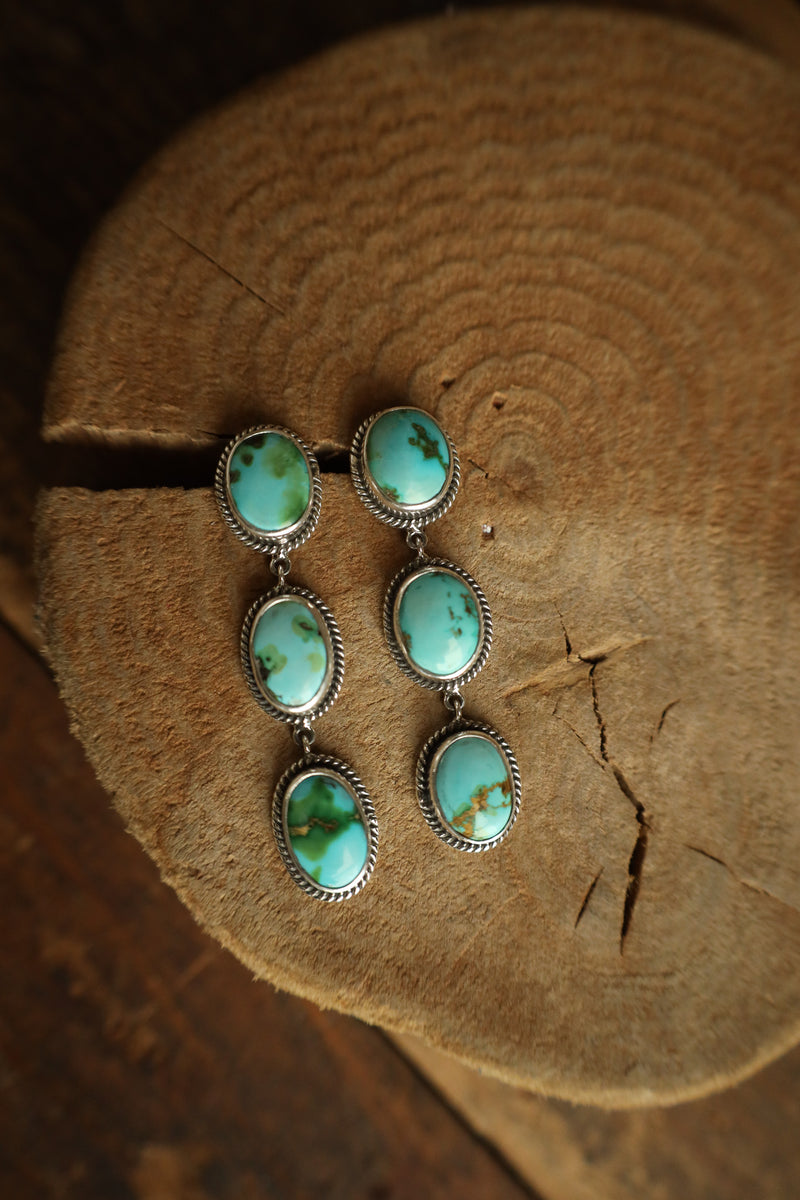 3 Blue Green Turquoise Drop Earring