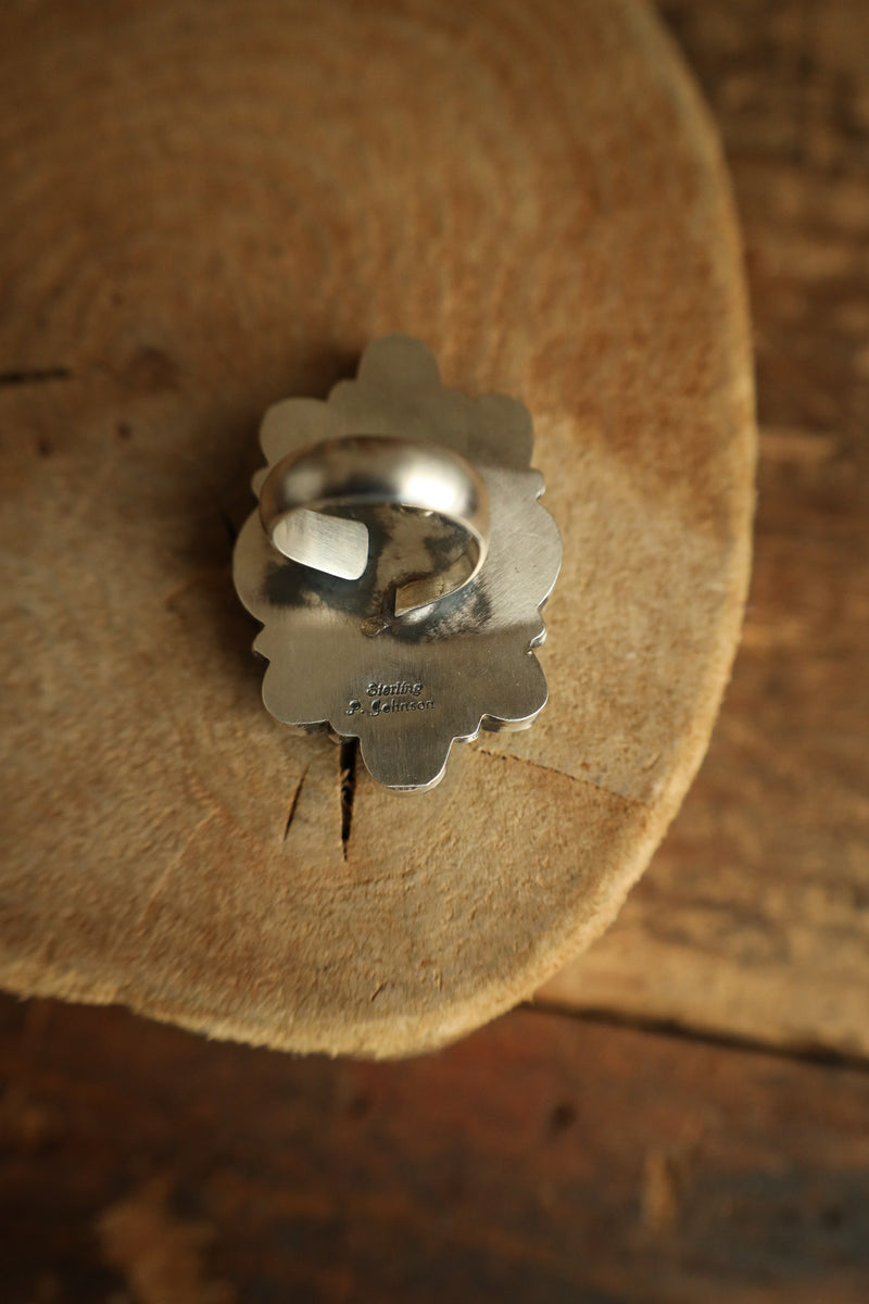 9 Green Turquoise Cluster Ring- Adjustable