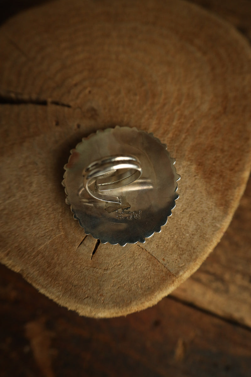 Turquoise Teardrops Rounds  Shield Ring- Adjustable