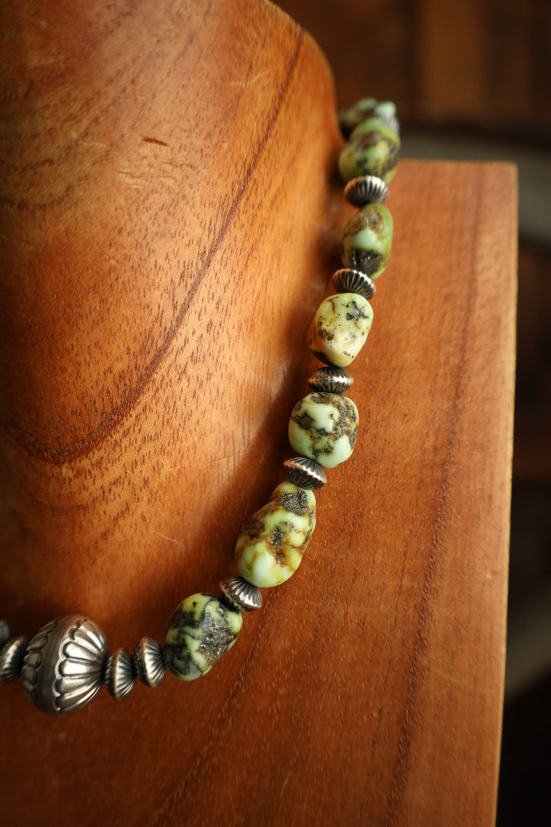 16" Palomino Turquoise Sterling Silver Beads Necklace