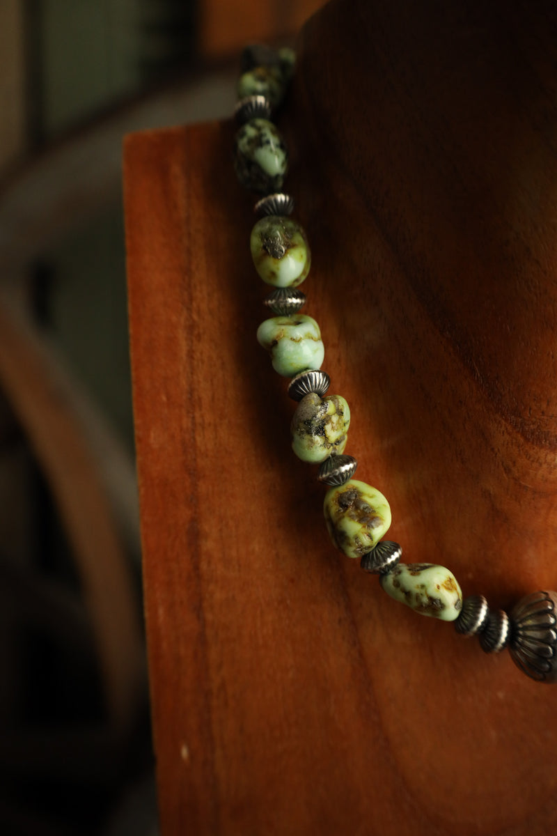 16" Palomino Turquoise Sterling Silver Beads Necklace