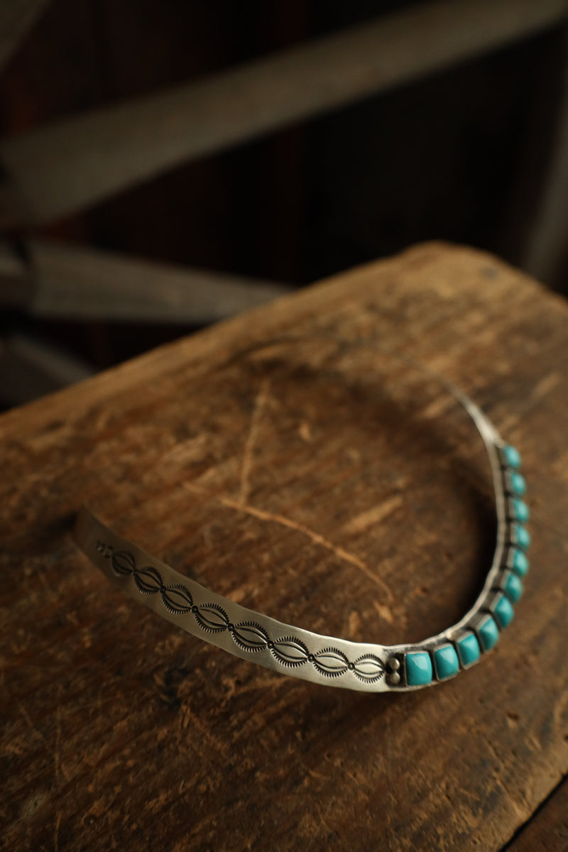 11 Turquoise Squares Collar Necklace