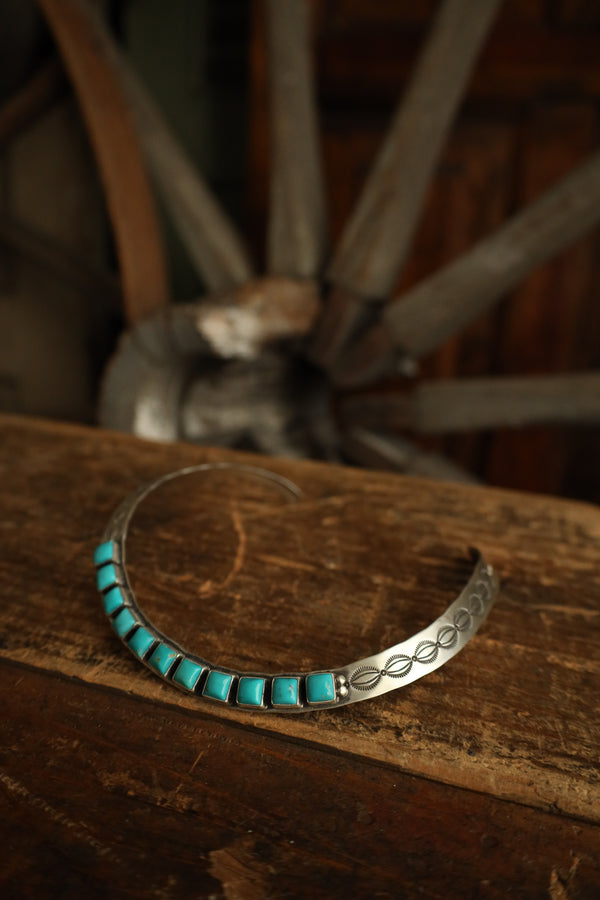 11 Turquoise Squares Collar Necklace