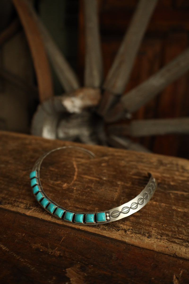 11 Turquoise Squares Collar Necklace