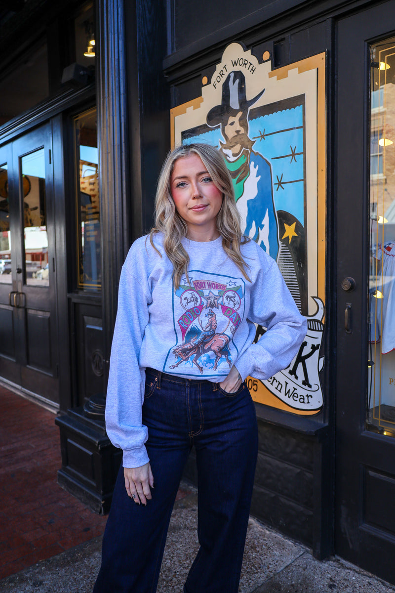 Bohemian Cowgirl Long Crop Fort Worth Rodeo Days Sweatshirt