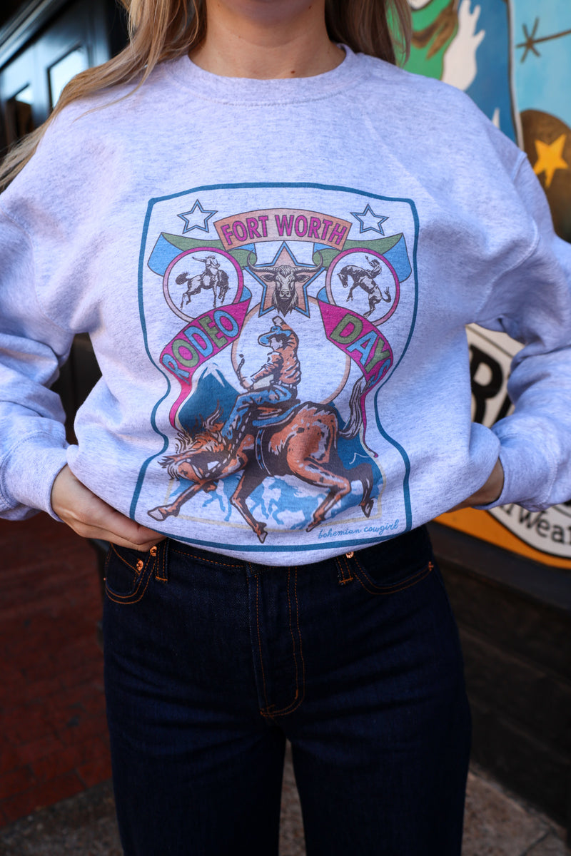 Bohemian Cowgirl Long Crop Fort Worth Rodeo Days Sweatshirt