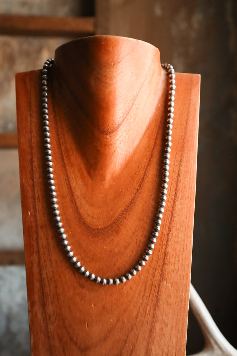 Sterling Silver Navajo Pearl 24" 6MM Necklace