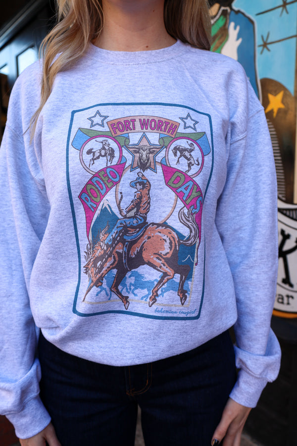 Bohemian Cowgirl Long Crop Fort Worth Rodeo Days Sweatshirt