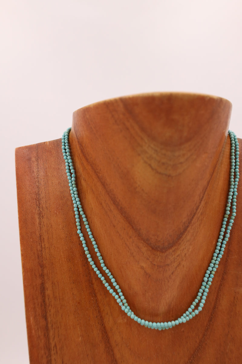 TINY TURQUOISE BEADS 34'' NECKLACE