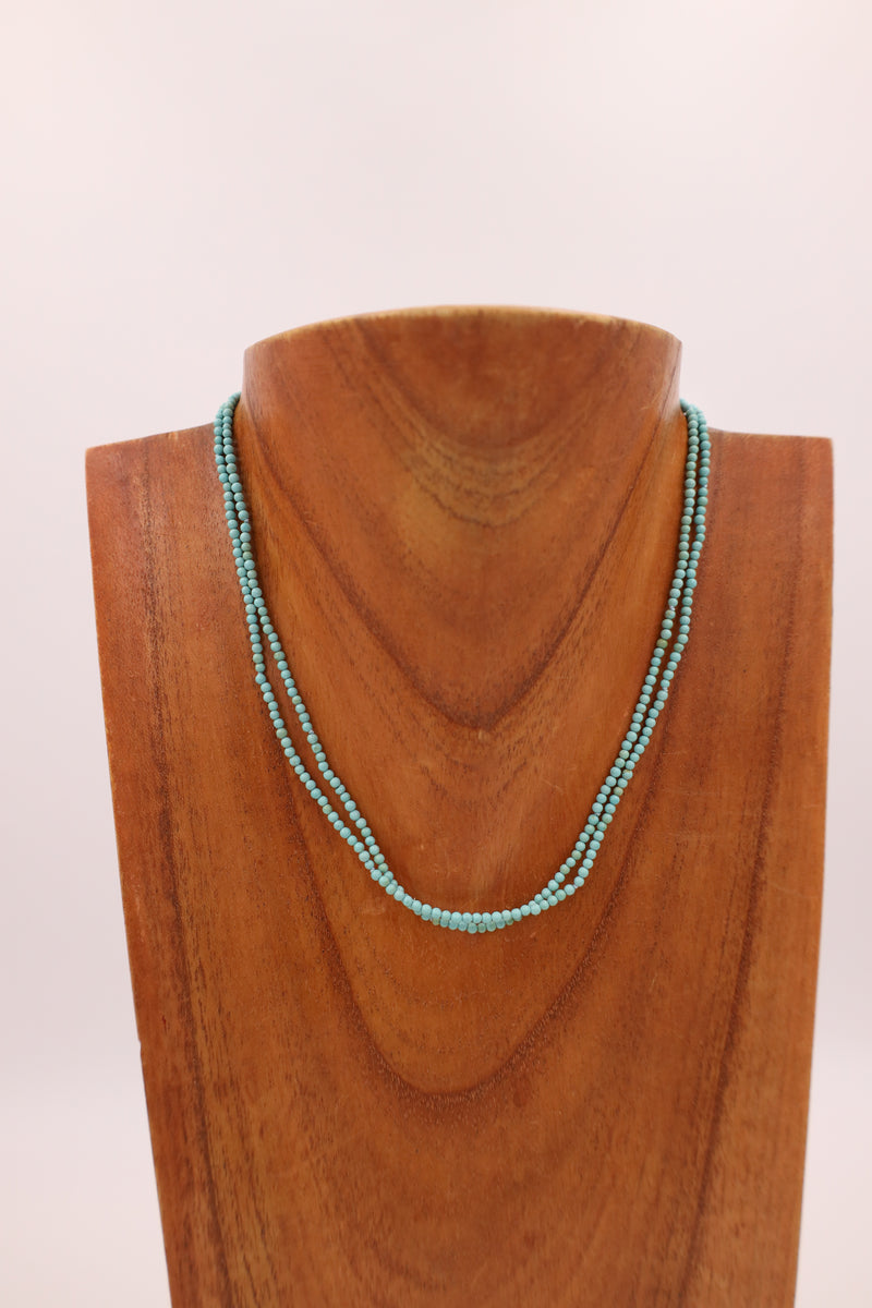 TINY TURQUOISE BEADS 34'' NECKLACE