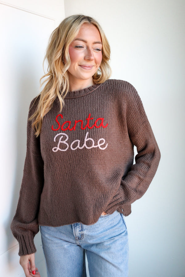 Wooden Ships Santa Babe Embroidered Sweater