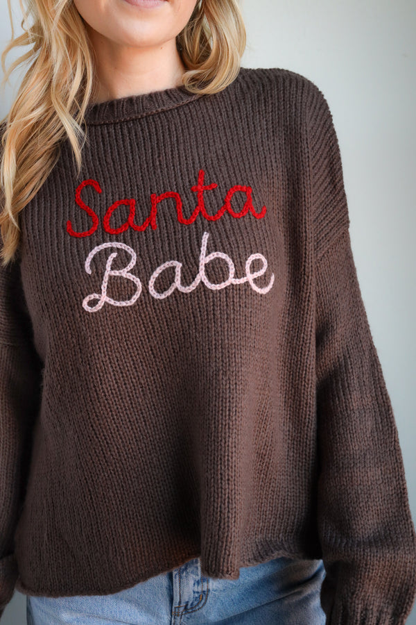 Wooden Ships Santa Babe Embroidered Sweater