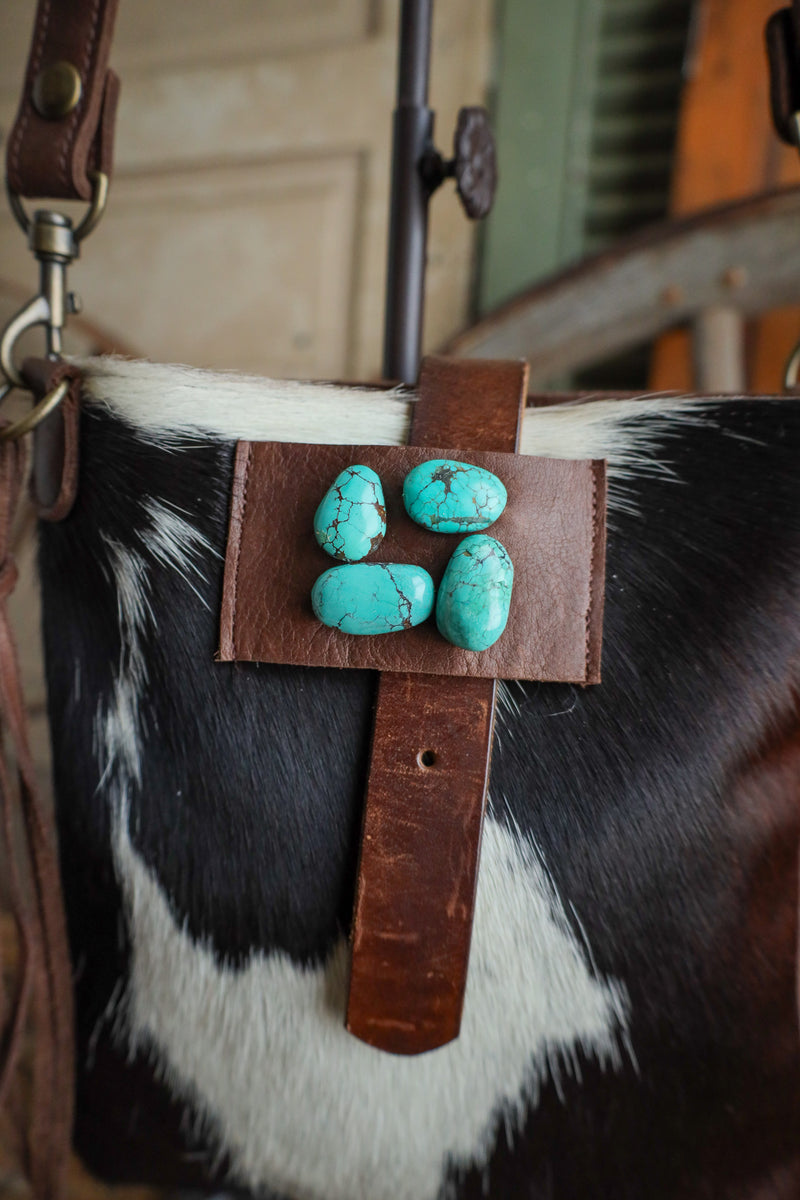 Horse bridle with turquoise stones on a leather patch