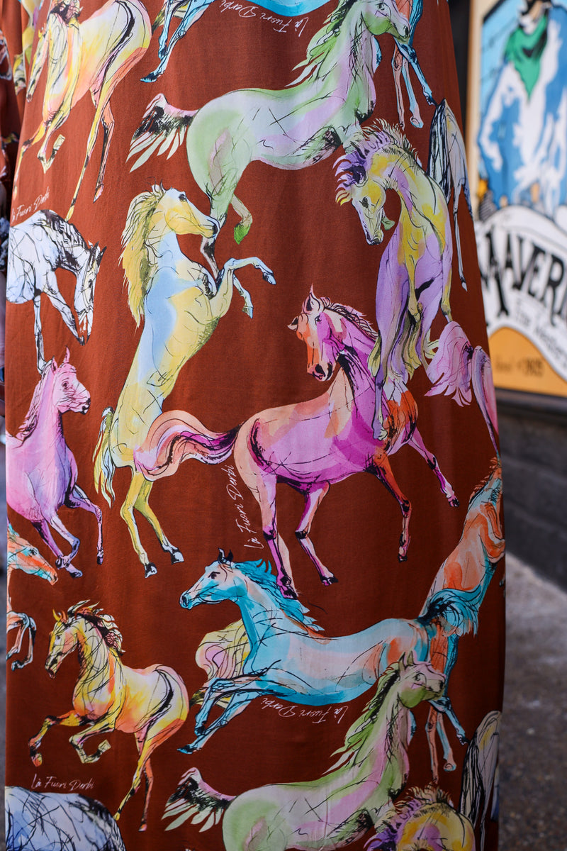 Odette Kena Brown Horse Print Dress