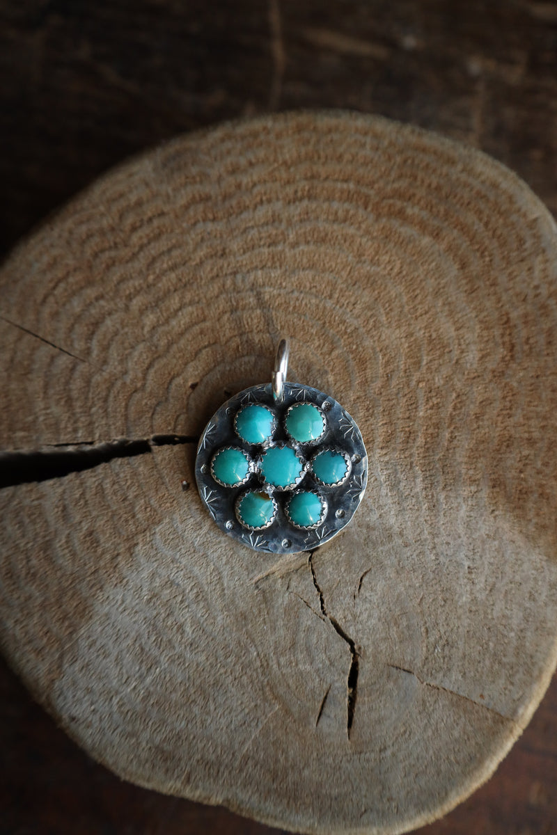Richard Schmidt Disk 7 Turquoise Rounds Flower Pendant