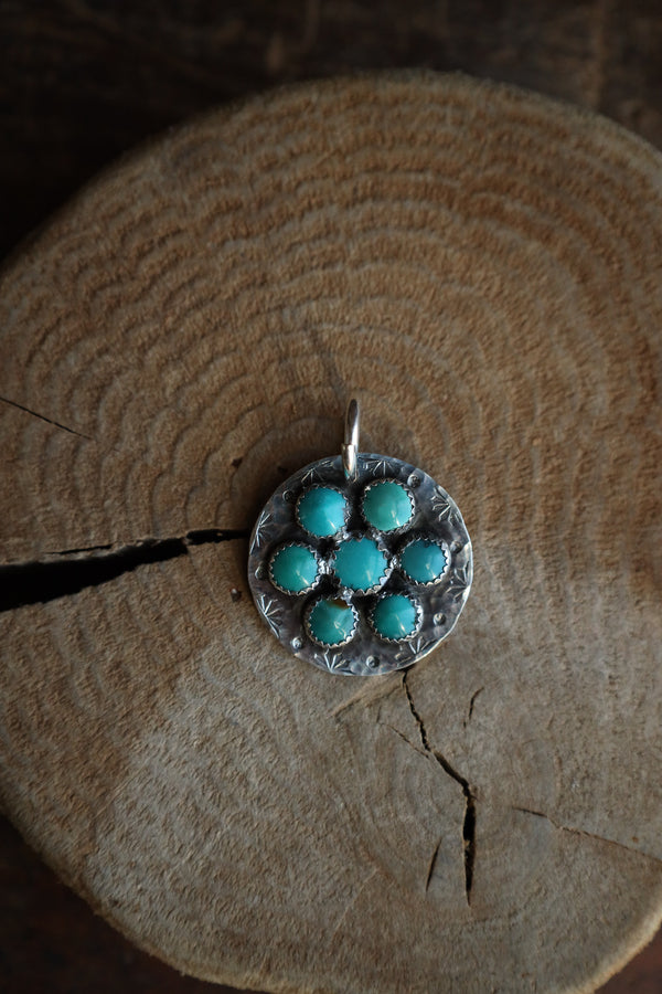 Richard Schmidt Disk 7 Turquoise Rounds Flower Pendant