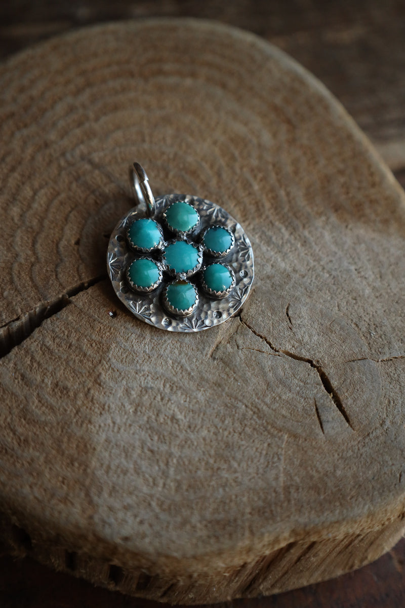 Richard Schmidt Disk 7 Turquoise Rounds Flower Pendant