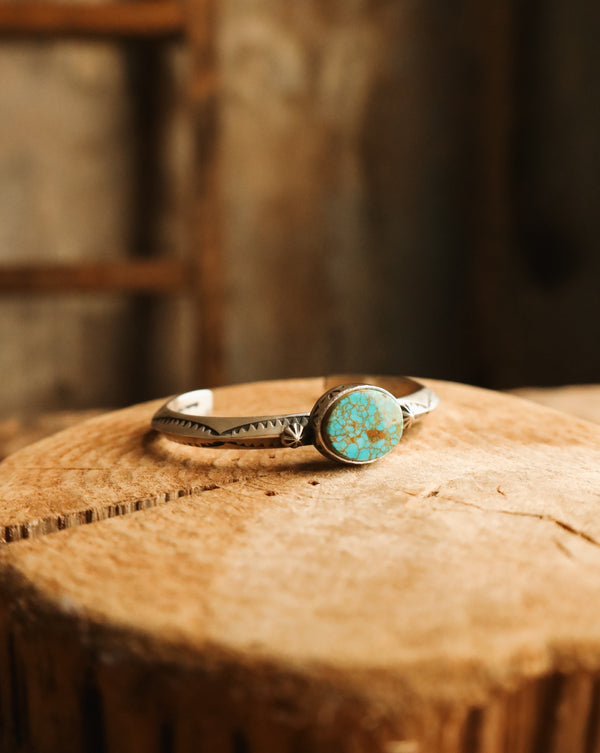 TURQUOISE OVOID STAMPED BAND CUFF