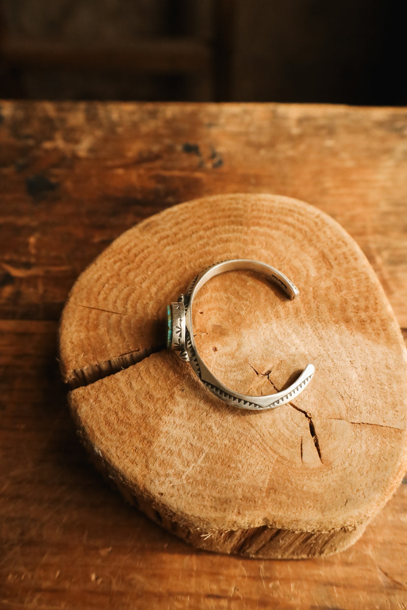 TURQUOISE OVOID STAMPED BAND CUFF